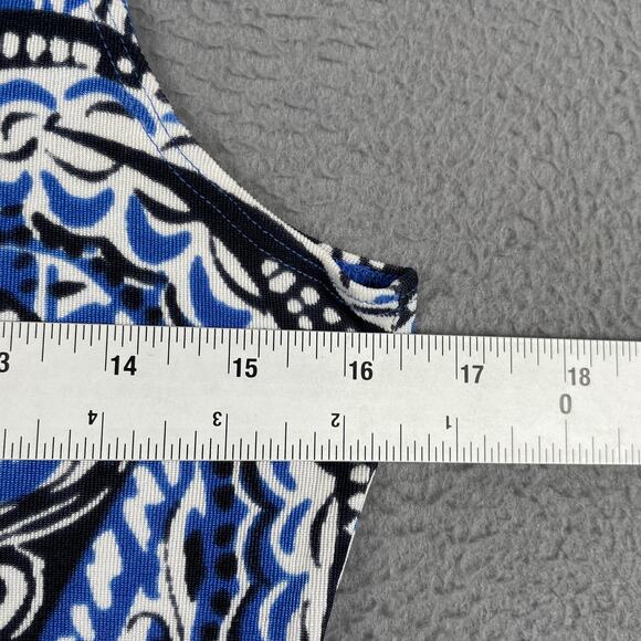 Chicos Travelers Shirt Womens 0 S Blue Black Paisley Tank Top Stretch Sleeveless - Picture 7 of 8